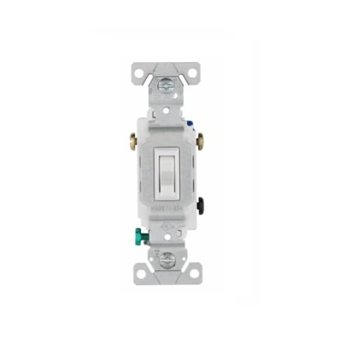 Eaton Wiring 15 Amp Framed Toggle Switch, Non-Grounding, 3-Way, #14-10 AWG, 120V, White