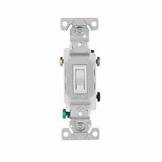 Eaton Wiring 15 Amp Toggle Switch, 3-Way, Ground, 14-10 AWG, 120V, White, Bulk