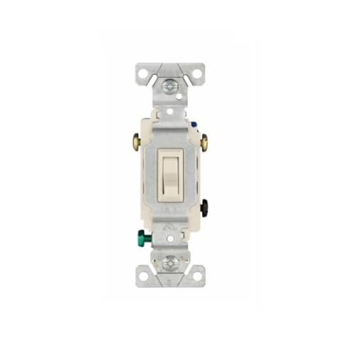 Eaton Wiring 15 Amp Framed Toggle Switch, Auto-Ground, 3-Way, #14-10 AWG, 120V, Light Almond