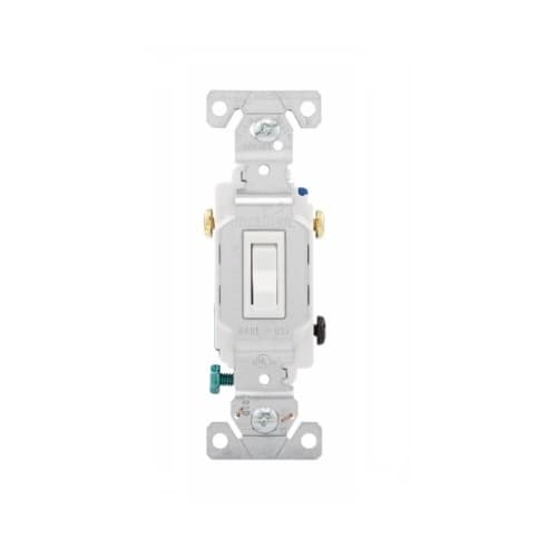 Eaton Wiring 15 Amp Framed Toggle Switch, Auto-Ground, 3-Way, #14-10 AWG, 120V, White