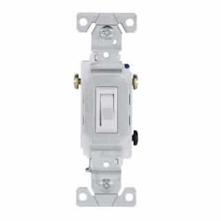 Eaton Wiring 15 Amp Toggle Switch, Single-Pole, 3-Way, 14-10 AWG, 120V, White, Bulk