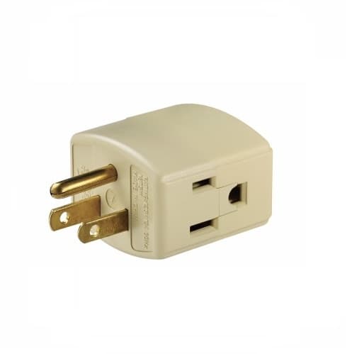 15 Amp Cube Tap, Three Outlet, Ivory
