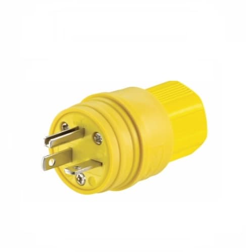 20 Amp Watertight Plug, NEMA 6-20P, Yellow