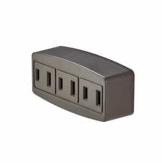15 Amp Cube Tap, Three Outlet, Brown
