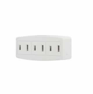 15 Amp Cube Tap, Three Outlet, White