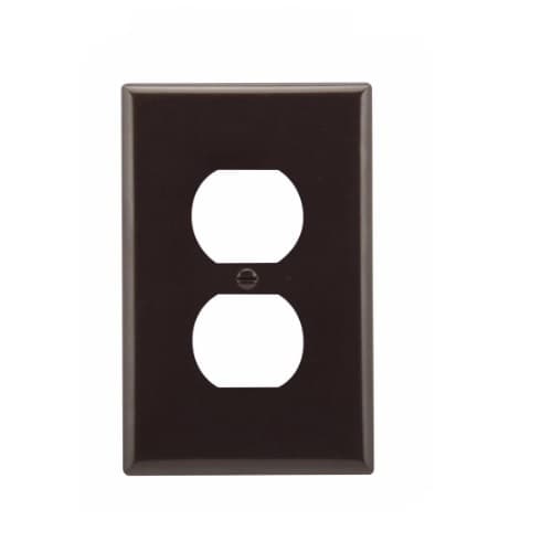 Mid-Size Duplex Receptacle Thermoset Wallplate, Brown