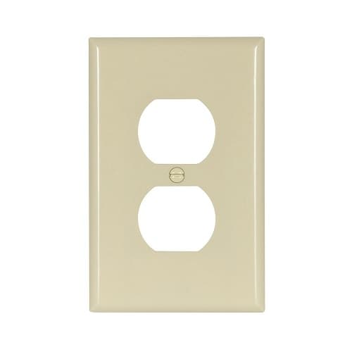Eaton Wiring 1-Gang Thermoset Wall Plate, Duplex Receptacle, Mid-Size, Ivory