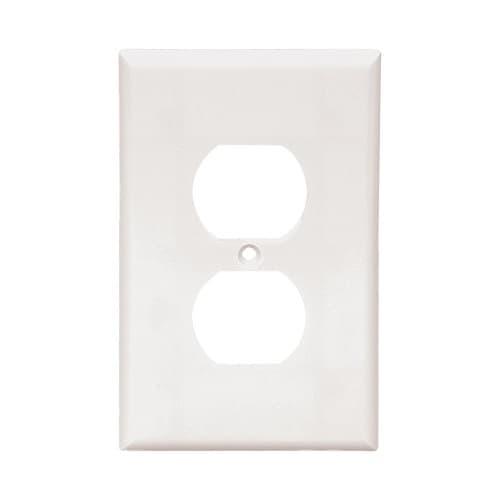 1-Gang Thermoset Wall Plate, Duplex Receptacle, Mid-Size, White