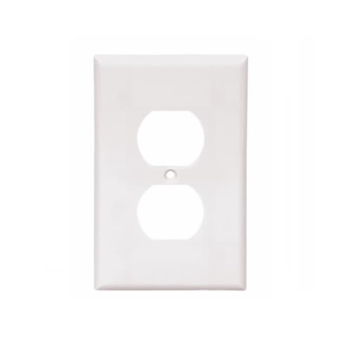 1-Gang Duplex Receptacle Wallplate, Mid-Size, White