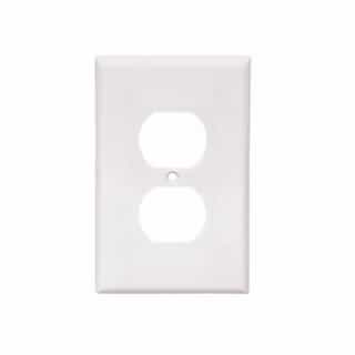 1-Gang Duplex Receptacle Wallplate, Mid-Size, White