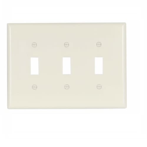 Eaton Wiring 3-Gang Mid-Size Toggle Switch Wallplate, Almond