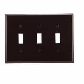 3-Gang Mid-Size Toggle Switch Wallplate, Brown
