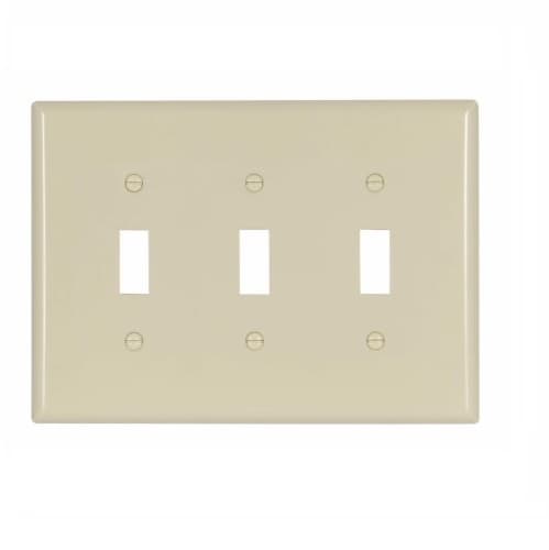 3-Gang Mid-Size Toggle Switch Wallplate, Ivory