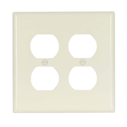 Eaton Wiring Mid-Size 2-Gang Duplex Receptacle Thermoset Wallplate, Light Almond