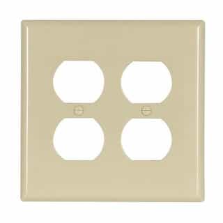 Mid-Size 2-Gang Duplex Receptacle Thermoset Wallplate, Ivory