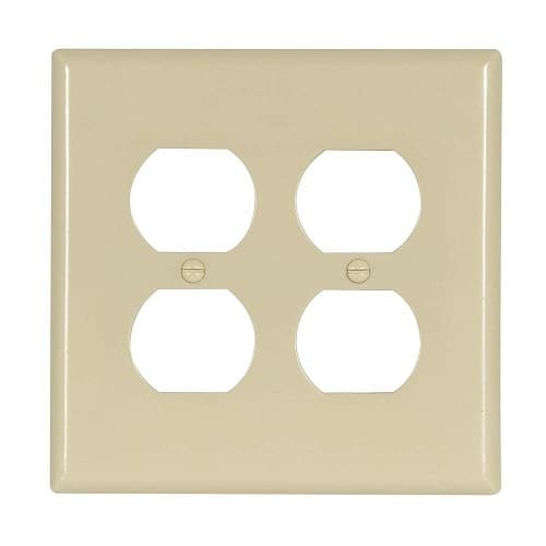 Eaton Wiring Mid-Size 2-Gang Duplex Receptacle Thermoset Wallplate, Ivory