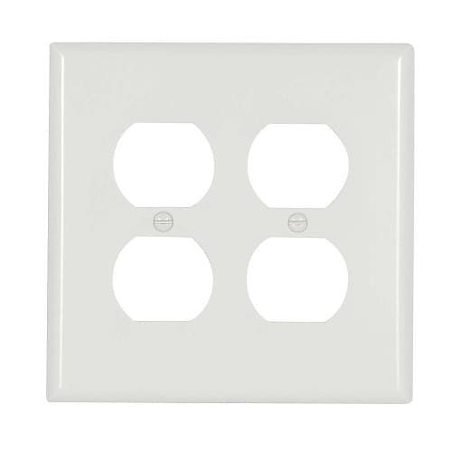 Mid-Size 2-Gang Duplex Receptacle Thermoset Wallplate, White
