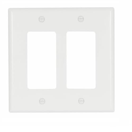 2-Gang Mid-Size Decorator Wallplate, White