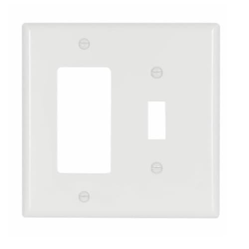 Eaton Wiring 2-Gang Toggle & Decorator Combination Wallplate, White