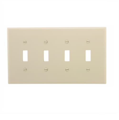 4-Gang Mid-Size Toggle Switch Wallplate, Almond