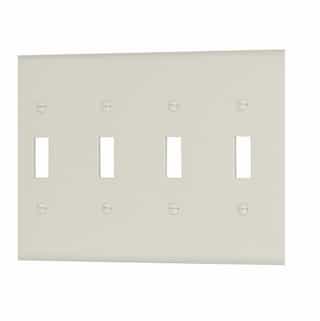 4-Gang Mid-Size Toggle Switch Wallplate, Light Almond