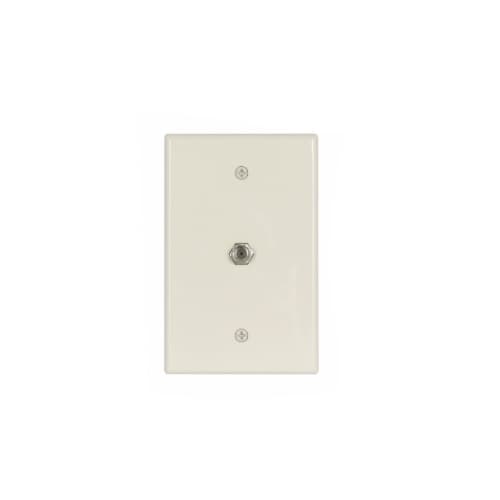 Eaton Wiring Mid-Size Wall plate w/ Single Coaxial Adapter, Type-F, 1-Gang, Almond