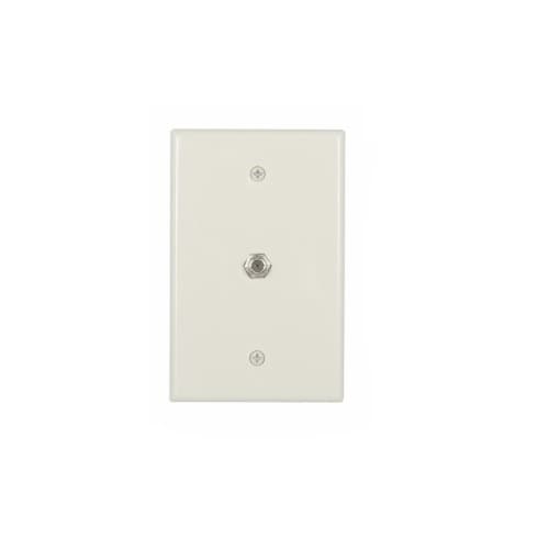 Mid-Size Wall plate w/ Single Coaxial Adapter, Type-F, 1-Gang, Light Almond