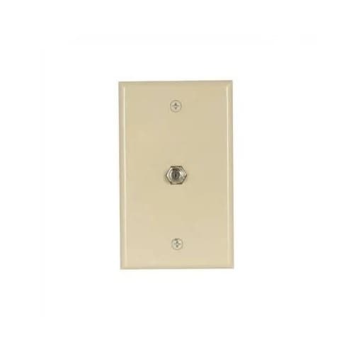 Wallplate w/ Coaxial Adapter, Type F, Mid-Size, Ivory