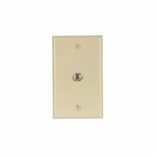 Eaton Wiring Wallplate w/ Coaxial Adapter, Type F, Mid-Size, Ivory