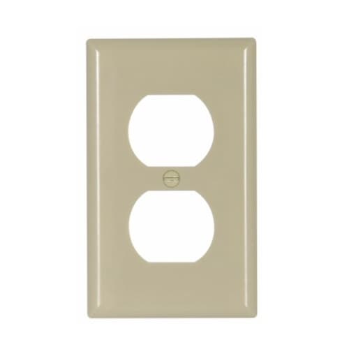 1-Gang Duplex Receptacle Wall Plate, Thermoset, Ivory, Bulk