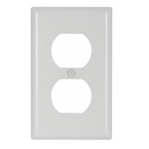 1-Gang Duplex Receptacle Wall Plate, Thermoset, White, Bulk