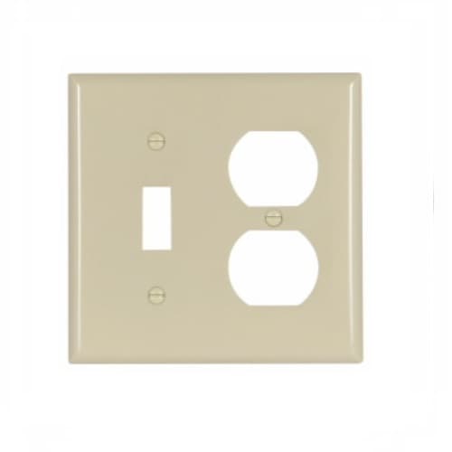 Eaton Wiring 2-Gang Thermoset Toggle & Duplex Wallplate, Ivory