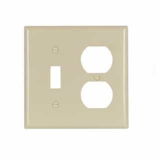 2-Gang Thermoset Toggle & Duplex Wallplate, Ivory