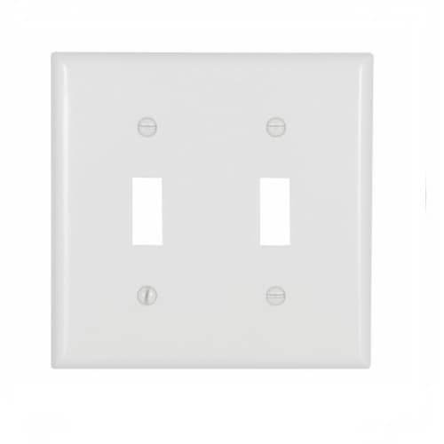 2-Gang Thermoset Toggle Switch Wallplate, White