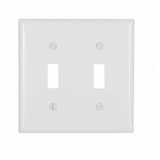 2-Gang Thermoset Toggle Switch Wallplate, White