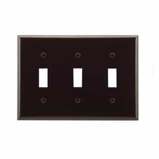 3-Gang Thermoset Toggle Switch Wallplate, Brown
