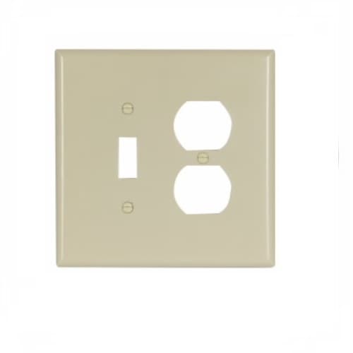 Eaton Wiring 2-Gang Thermoset Oversize Toggle & Duplex Receptacle Wallplate, Ivory