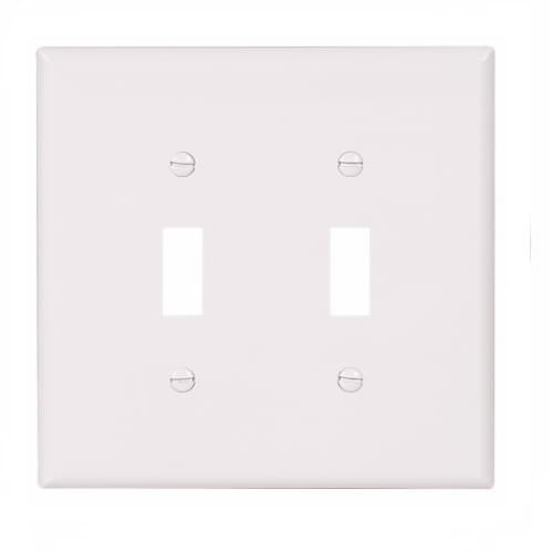 2-Gang Thermoset Oversize Toggle Switch Wallplate, White