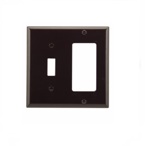 Eaton Wiring 2-Gang Thermoset Toggle & Rocker Switch Combo Wallplate, Brown