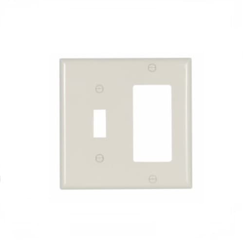 Eaton Wiring 2-Gang Thermoset Toggle & Rocker Switch Combo Wallplate, Light Almond