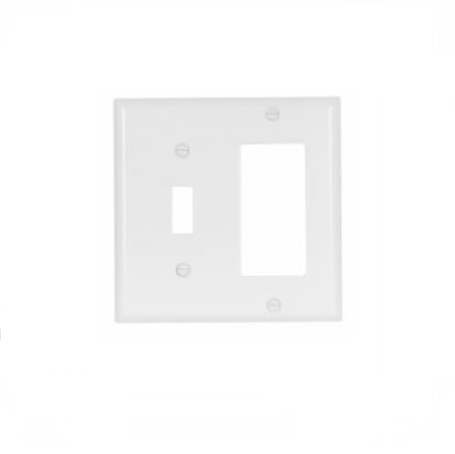 Eaton Wiring 2-Gang Thermoset Toggle & Rocker Switch Combo Wallplate, White