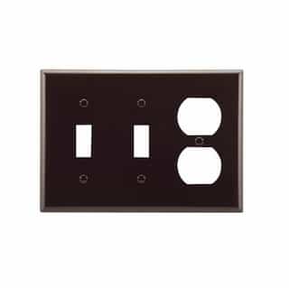 Eaton Wiring 3-Gang Thermoset Duplex Receptacle & Toggle Switch Wallplate, Brown