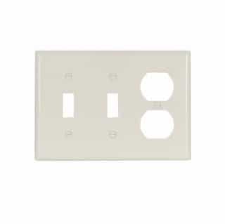 Eaton Wiring 3-Gang Thermoset Duplex Receptacle & Toggle Switch Wallplate, Light Almond