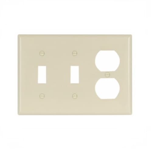 Eaton Wiring 3-Gang Thermoset Duplex Receptacle & Toggle Switch Wallplate, Ivory