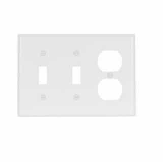 Eaton Wiring 3-Gang Thermoset Duplex Receptacle & Toggle Switch Wallplate, White