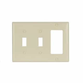 3-Gang Thermoset Decorator & Toggle Switch Wallplate, Ivory