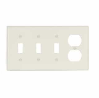 Eaton Wiring 4-Gang Thermoset Duplex Receptacle & Toggle Switch Wallplate, Almond