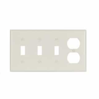 Eaton Wiring 4-Gang Thermoset Duplex Receptacle & Toggle Switch Wallplate, Light Almond