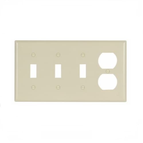 Eaton Wiring 4-Gang Thermoset Duplex Receptacle & Toggle Switch Wallplate, Ivory