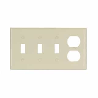 Eaton Wiring 4-Gang Thermoset Duplex Receptacle & Toggle Switch Wallplate, Ivory